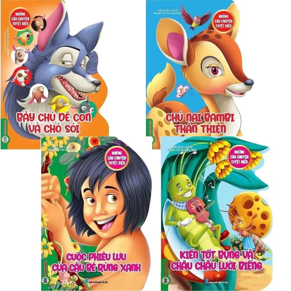 Combo 4 Cuốn Những Câu Chuyện Tuyệt Diệu ( Bảy Chú Dê Con Và Chó Sói + Chú Nai Bambi Thân Thiện + Cuộc Phiêu Lưu Của Cậu Bé Rừng Xanh + Kiến Tốt Bụng Và Châu Chấu Lười Biếng )