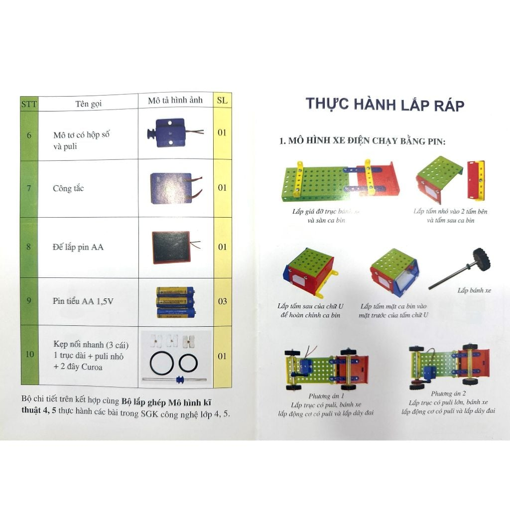 Bộ Lắp Ghép Mô Hình Kĩ Thuật (Gồm Phần Cơ Bản Và Phần Nâng Cao) - Lớp 4, 5 - NXB Giáo Dục