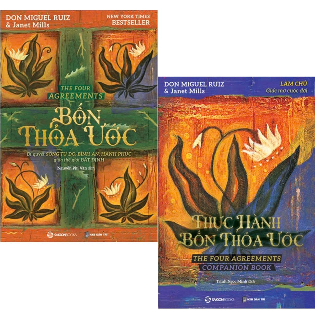 Combo 2 Quyển Bốn Thỏa Ước + Thực Hành Bốn Thỏa Ước - Janet Mills , don Miguel Ruiz