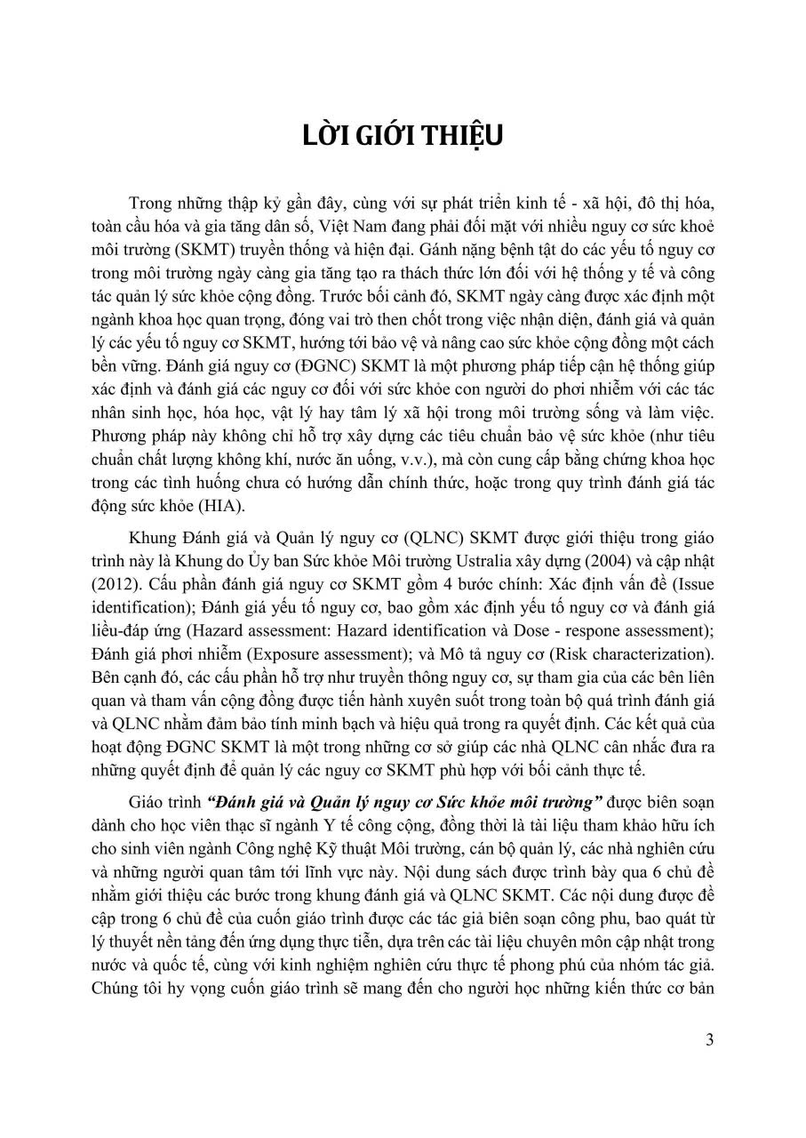 Đánh Giá Và Quản Lý Nguy Cơ Sức Khỏe Môi Trường - PGS.TS. Trần Thị Tuyết Hạnh