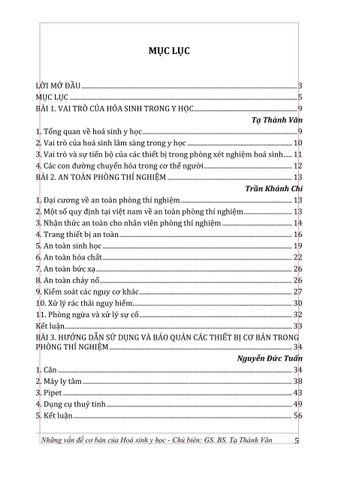  Những Vấn Đề Cơ Bản Của Hóa Sinh Y Học (Giáo Trình Đào Tạo Sau Đại Học) - GS.BS. Tạ Thành Văn 