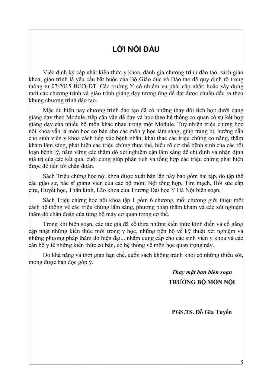 Triệu Chứng Học Nội Khoa - Tập 1 - ĐH Y Hà Nội- Các Bộ Môn Nội