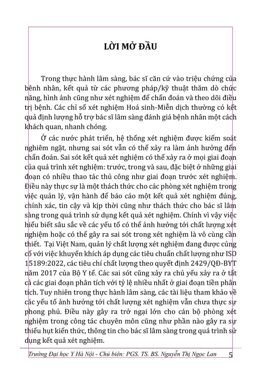 Những Vấn Đề Chất Lượng Xét Nghiệm Hoá Sinh - Miễn Dịch Trong Thực Hành Lâm Sàng - PGS.TS.BS. Nguyễn Thị Ngọc Lan