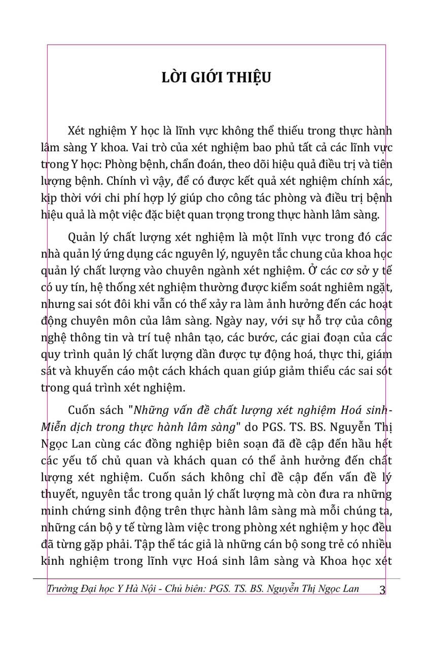 Những Vấn Đề Chất Lượng Xét Nghiệm Hoá Sinh - Miễn Dịch Trong Thực Hành Lâm Sàng - PGS.TS.BS. Nguyễn Thị Ngọc Lan