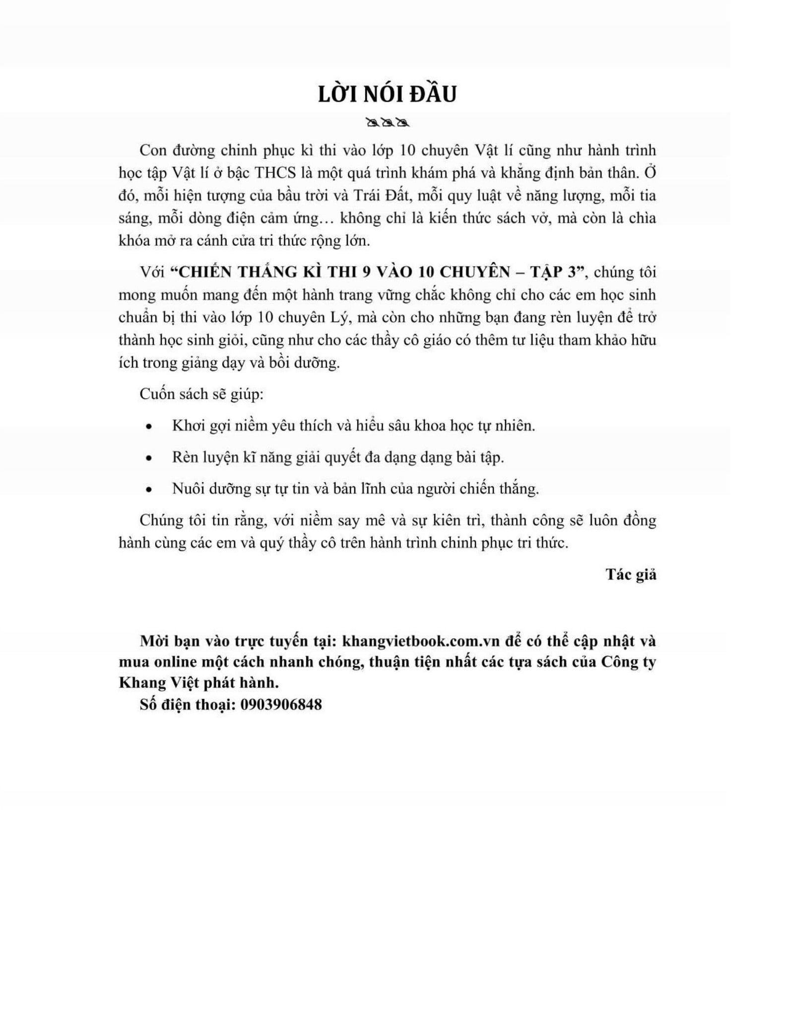 Chiến Thắng Kì Thi 9 Vào 10 Chuyên Vật Lí - Tập 3 - Trịnh Minh Hiệp