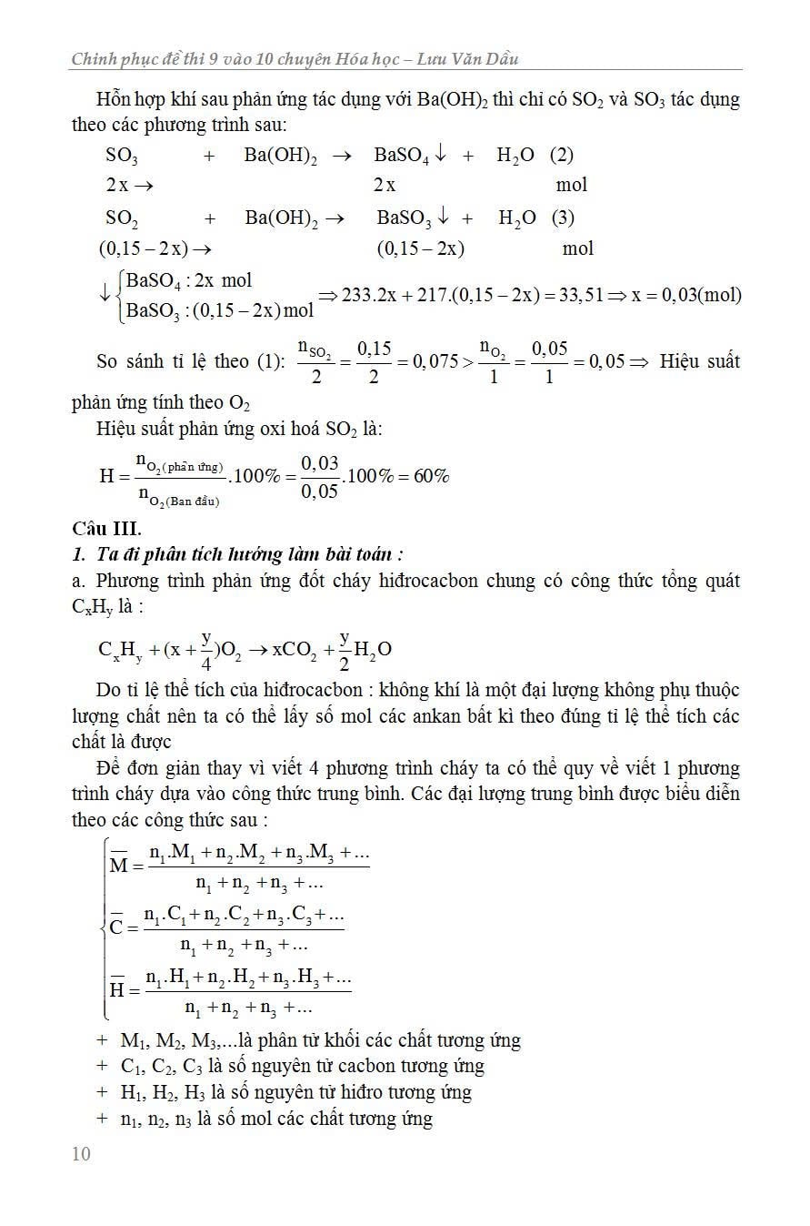 Chinh Phục Đề Thi 9 Vào 10 Chuyên Hóa Học - Lưu Văn Dầu