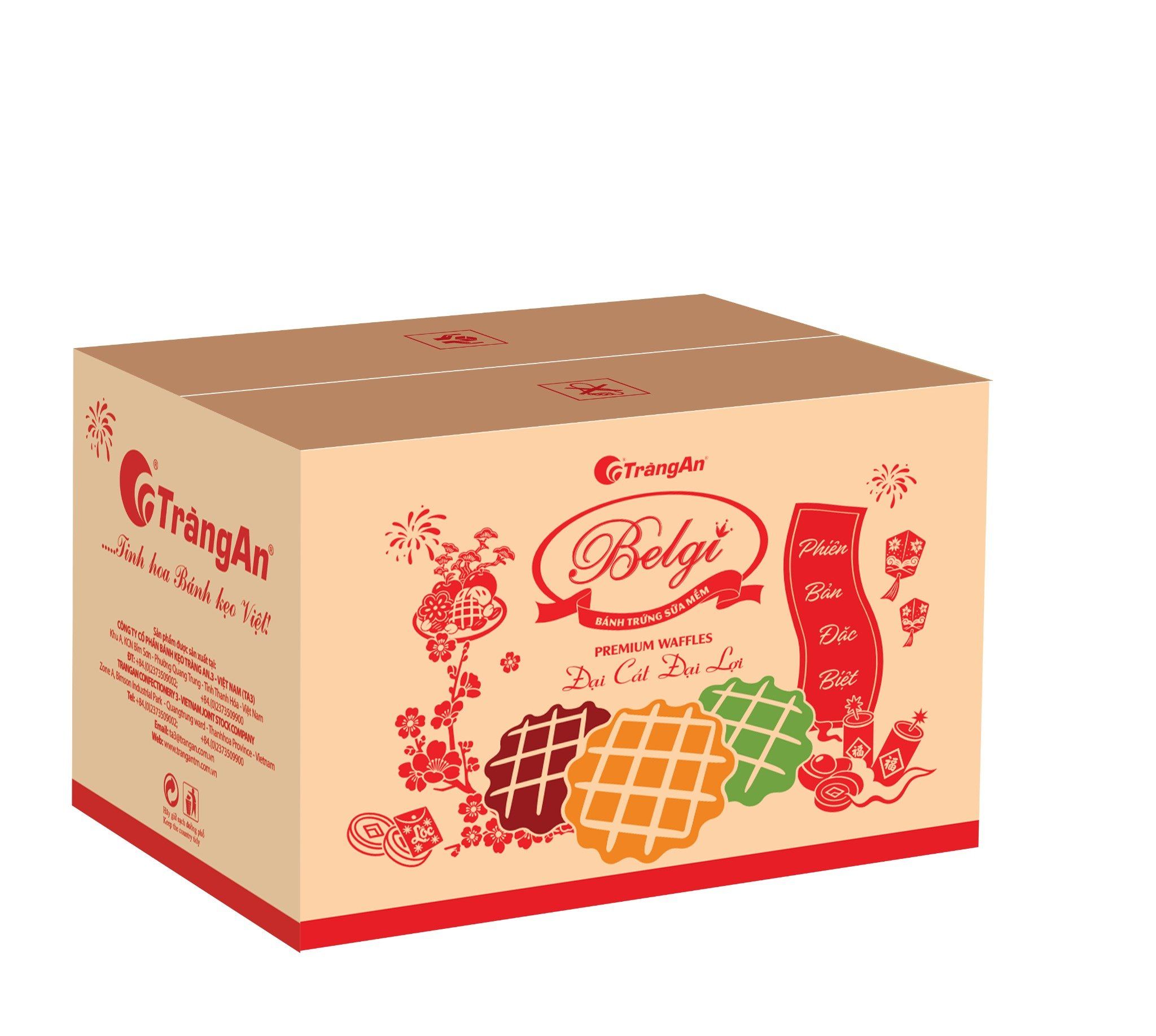  BÁNH BELGI TRỨNG SỮA MỀM 460G - màu đỏ (PHIÊN BẢN GIỚI HẠN TẾT 2026) 