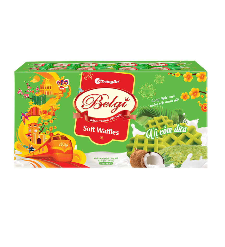  BÁNH BELGI TRỨNG SỮA MỀM VỊ CỐM DỪA 322G (PHIÊN BẢN GIỚI HẠN TẾT 2026) 
