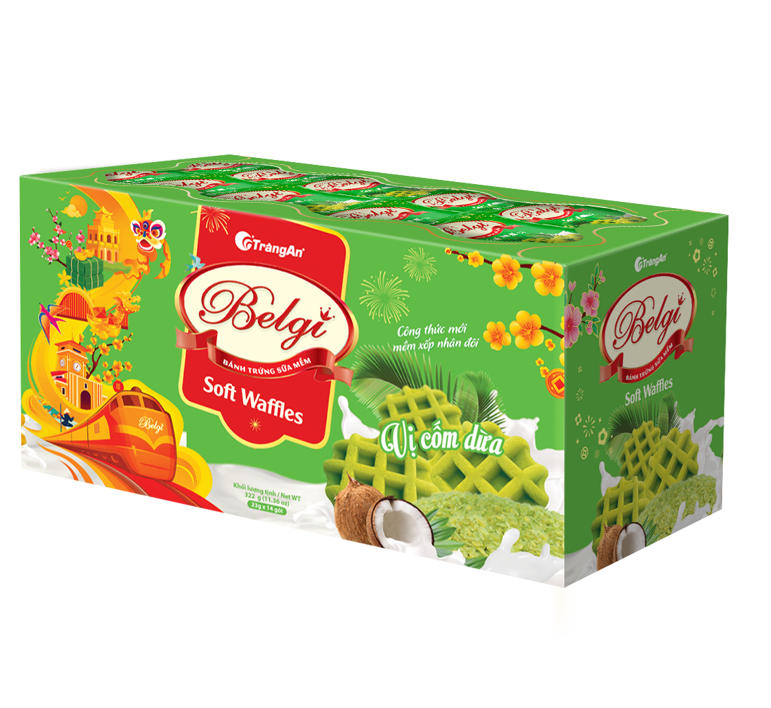  BÁNH BELGI TRỨNG SỮA MỀM VỊ CỐM DỪA 322G (PHIÊN BẢN GIỚI HẠN TẾT 2026) 