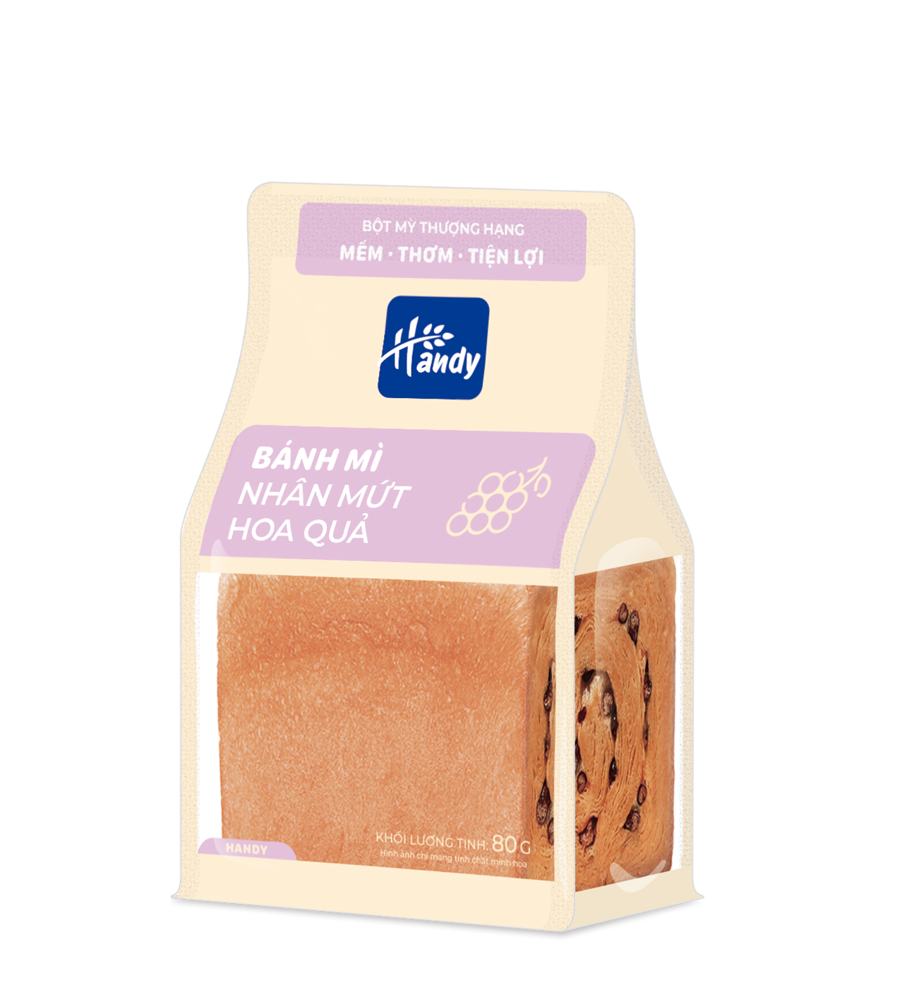  HANDY - BÁNH MÌ NHÂN MỨT HOA QUẢ 80g 