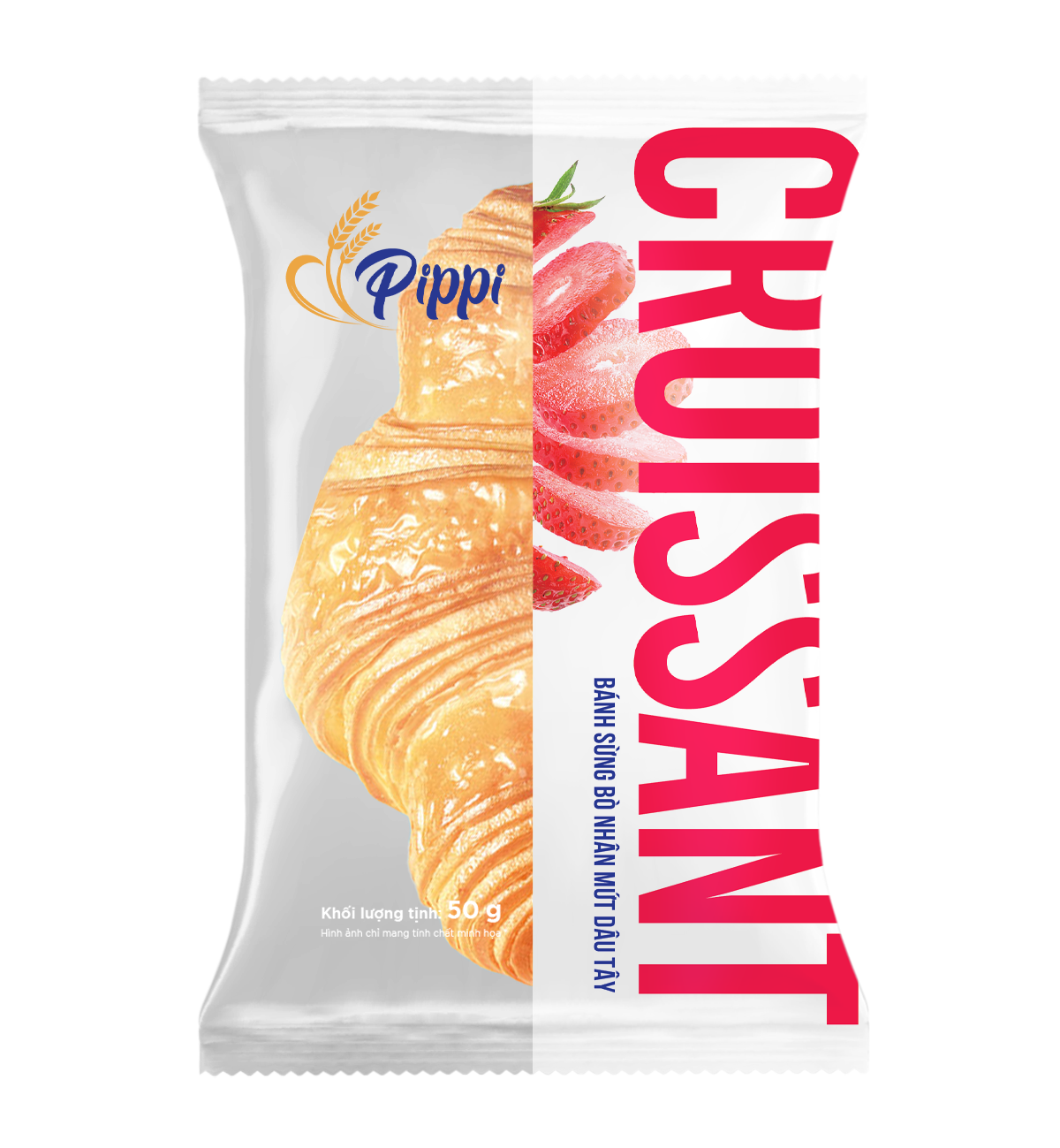  PIPPI - CROISSANT - BÁNH SỪNG BÒ NHÂN MỨT DÂU TÂY 50g 