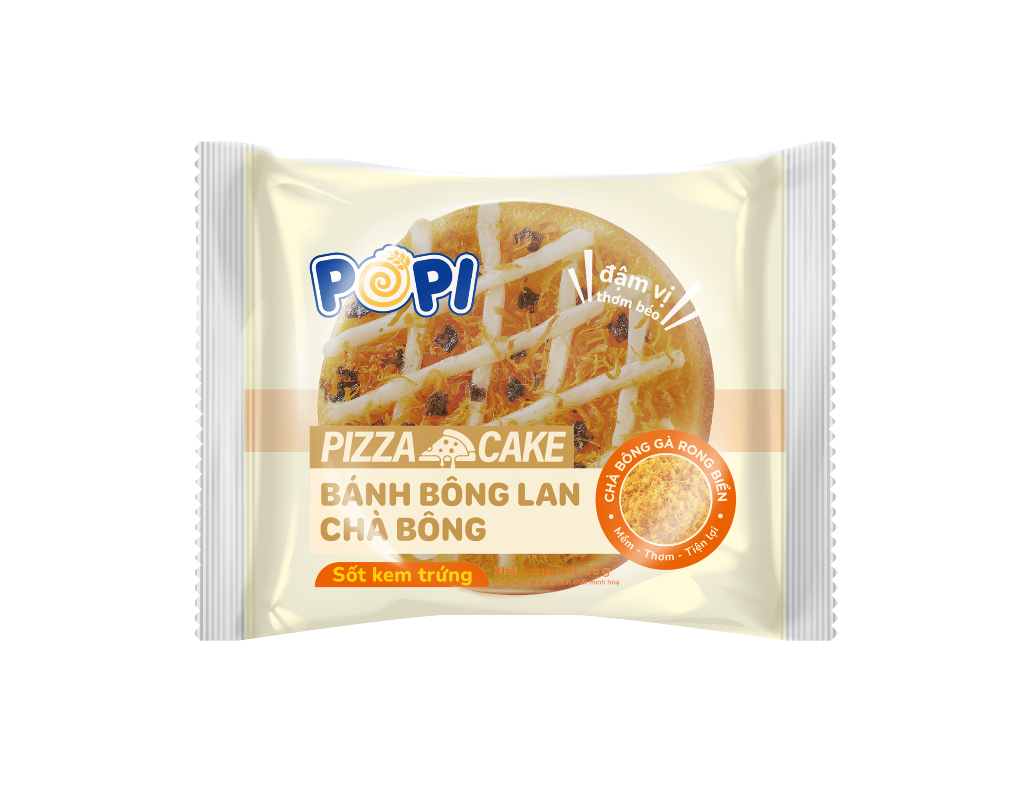  POPI - BÁNH BÔNG LAN CHÀ BÔNG  SỐT KEM TRỨNG 55g 