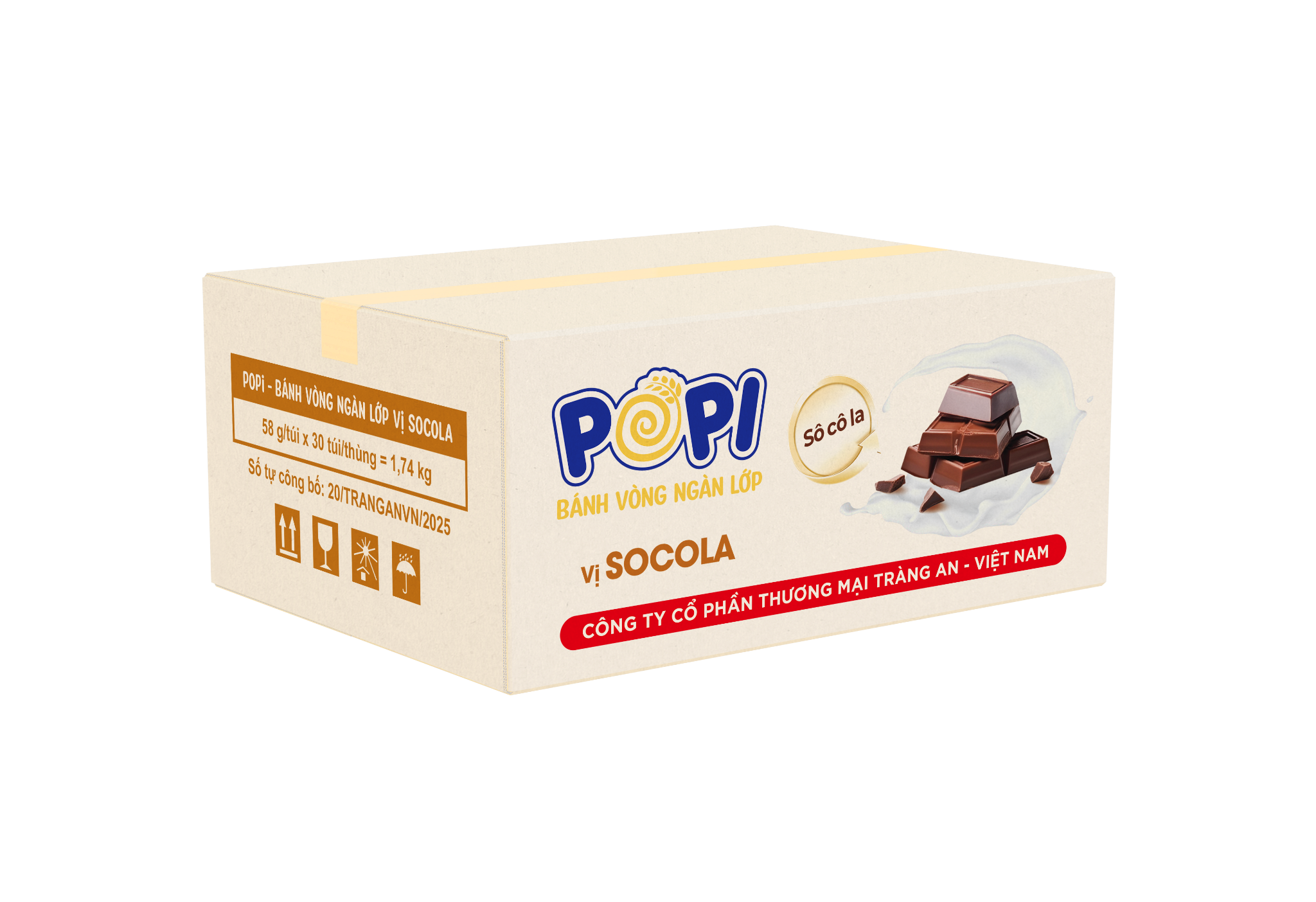  POPI BÁNH VÒNG NGÀN LỚP VỊ SOCOLA 58g 