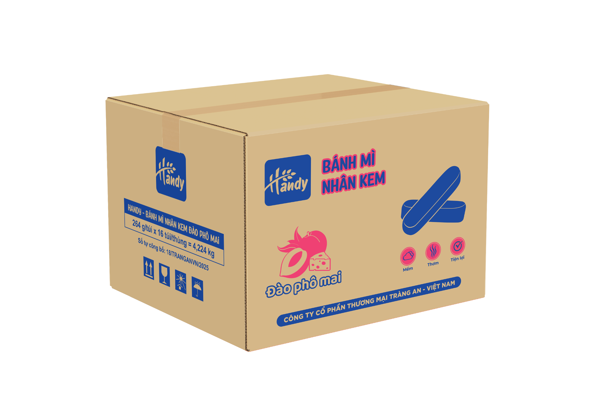  HANDY - BÁNH MÌ NHÂN KEM ĐÀO PHÔ MAI 264g 