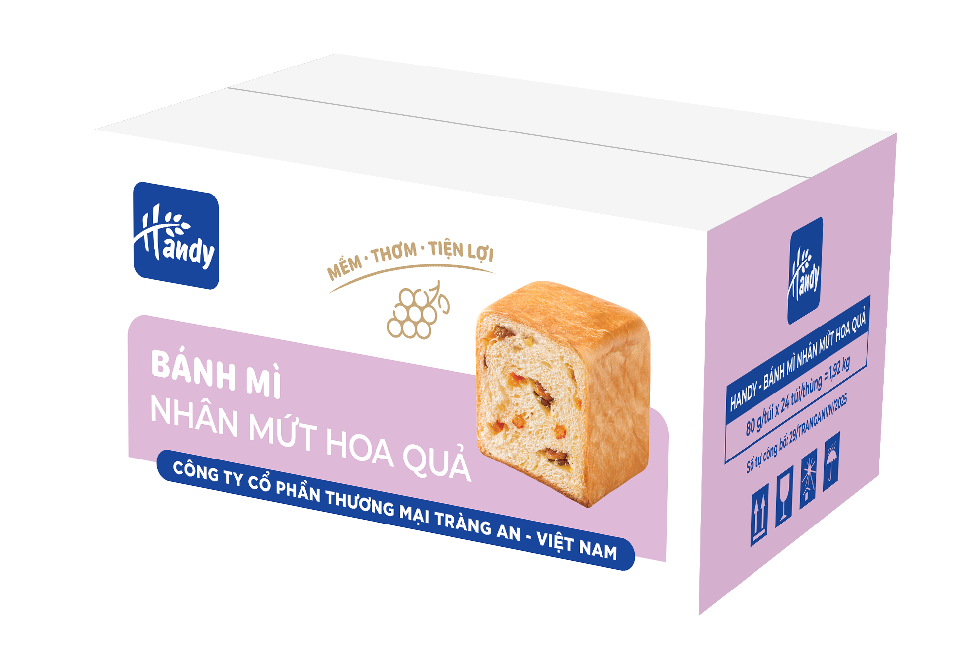  HANDY - BÁNH MÌ NHÂN MỨT HOA QUẢ 80g 