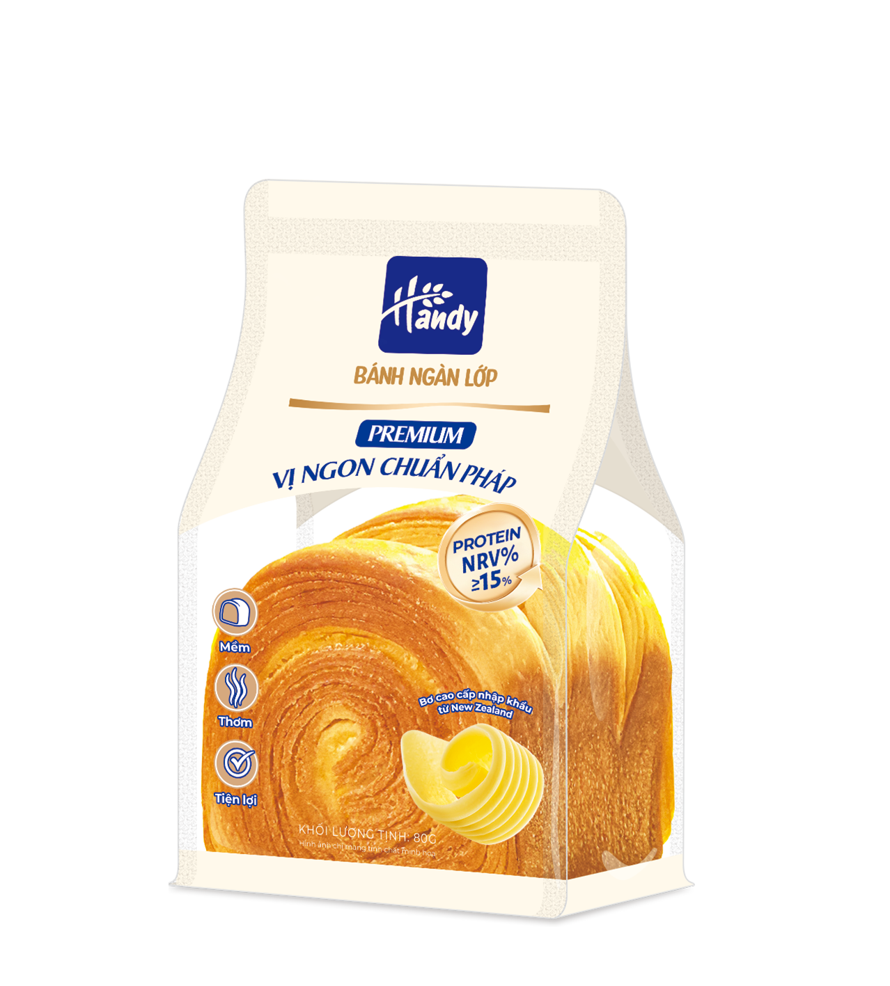 BÁNH NGÀN LỚP HANDY VỊ BƠ SỮA 80G 