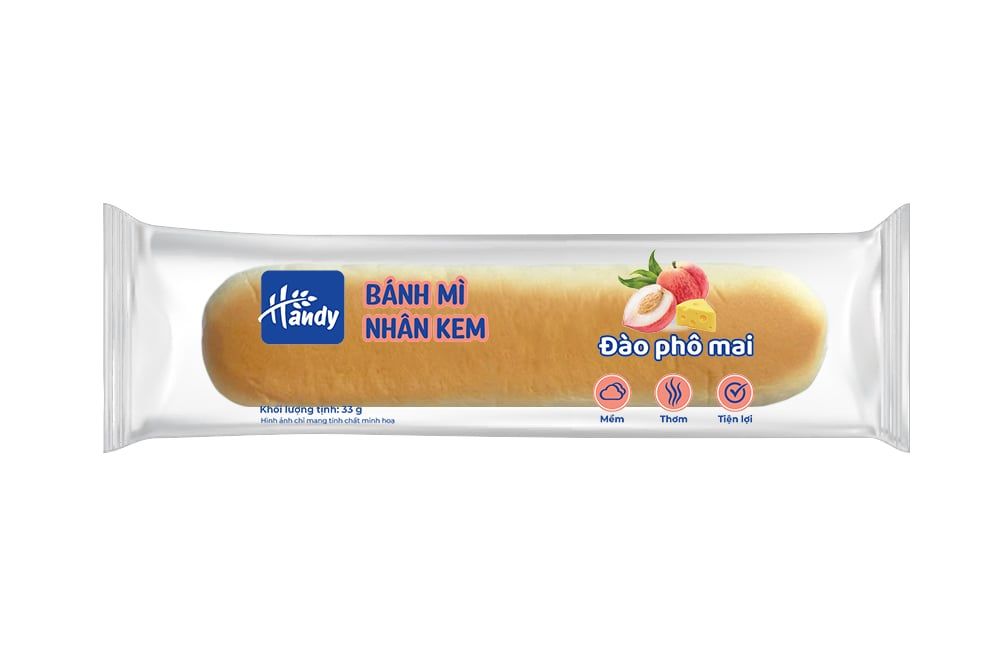  HANDY - BÁNH MÌ NHÂN KEM ĐÀO PHÔ MAI 33g 