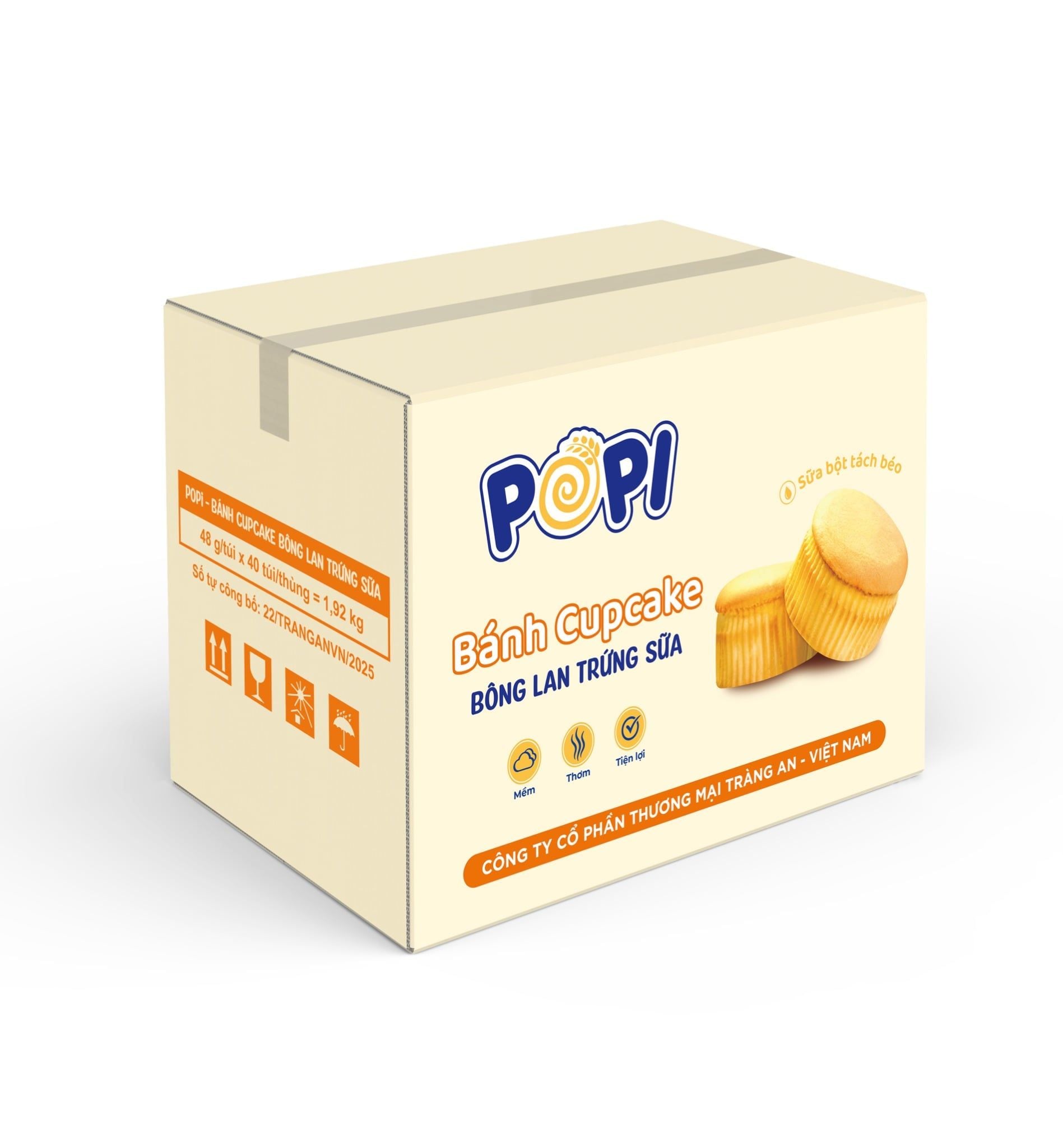  POPI - BÁNH CUPCAKE BÔNG LAN TRỨNG SỮA 48g 