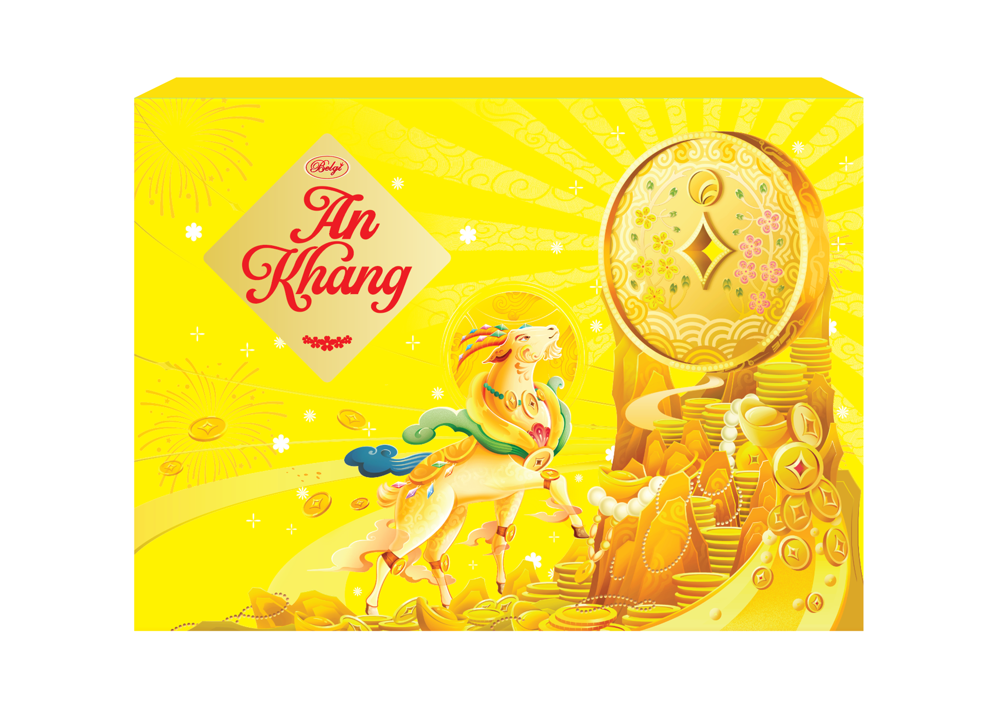  HỘP QUÀ TẶNG TẾT BELGI AN KHANG 764 g (HỘP MÀU VÀNG) 