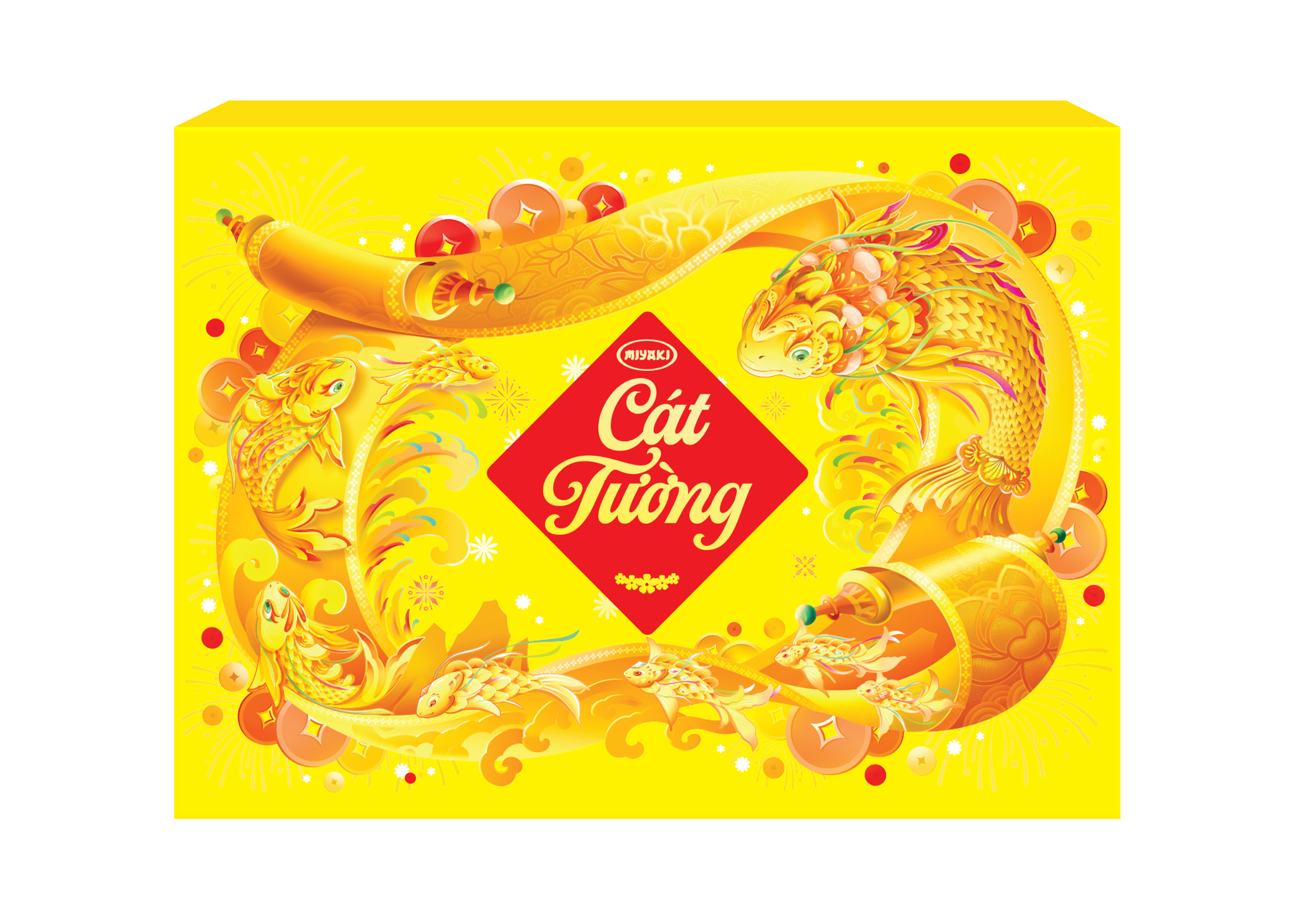  HỘP QUÀ TẶNG TẾT MIYAKI CÁT TƯỜNG 674 g (HỘP MÀU VÀNG) 