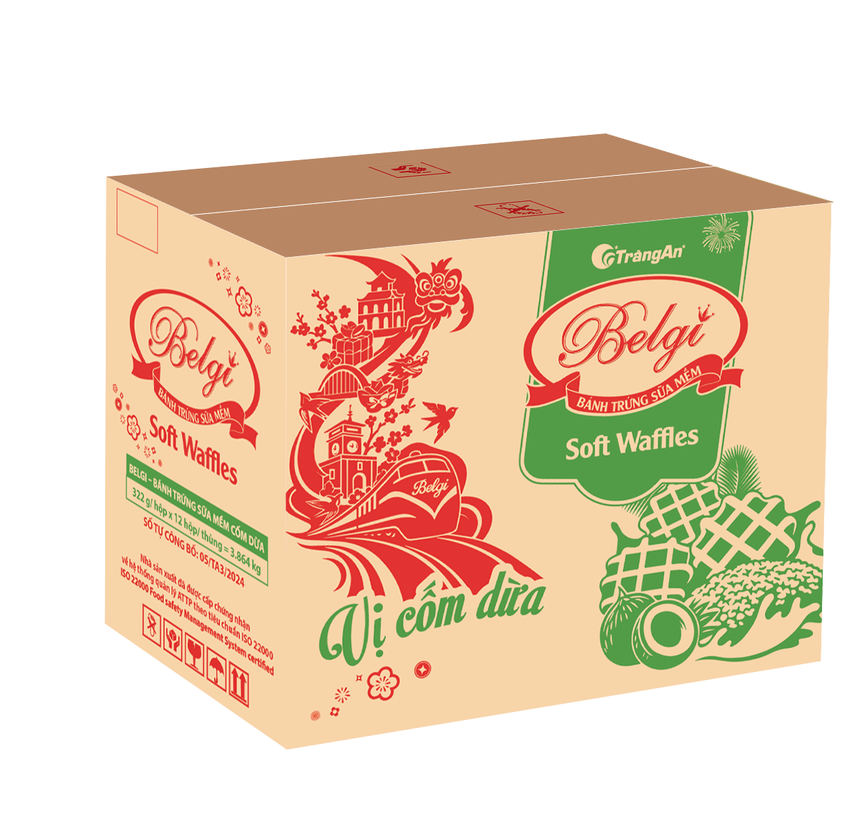  BÁNH BELGI TRỨNG SỮA MỀM VỊ CỐM DỪA 322G (PHIÊN BẢN GIỚI HẠN TẾT 2026) 