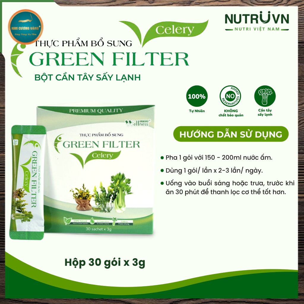 TPBS Green Filter Bột cần tây sấy lạnh Hỗ trợ chống oxi hoá, cung cấp chất xơ (hộp 30 gói)
