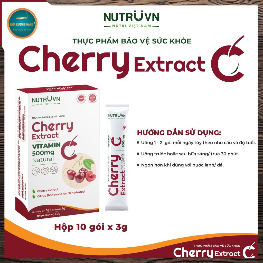 TPBVSK Cherry Extract 500mg Vitamin C - Bổ sung vitamin C, hỗ trợ tăng cường sức khoẻ (hộp 10 gói)