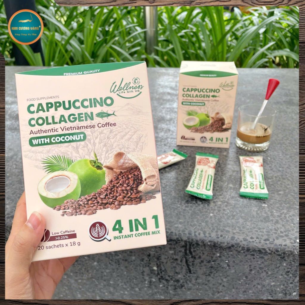 CÀ PHÊ COLLAGEN VỊ DỪA (hộp 20 gói)