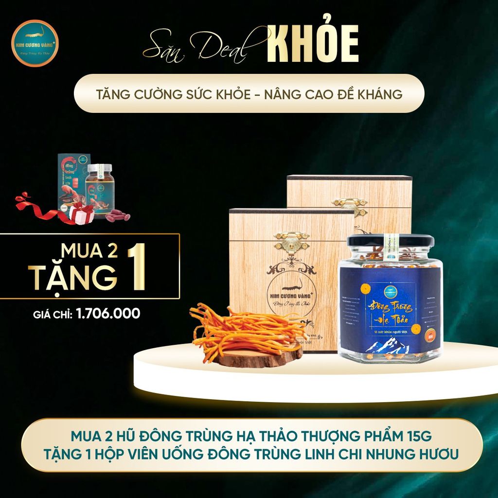 [MUA 2 TẶNG 1] Mua 2 Đông Trùng Hạ Thảo Thượng Phẩm 15g TẶNG 1 Hộp Viên Uống ĐTLCNH