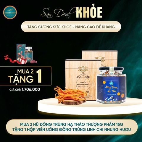 [MUA 2 TẶNG 1] Mua 2 Đông Trùng Hạ Thảo Thượng Phẩm 15g TẶNG 1 Hộp Viên Uống ĐTLCNH