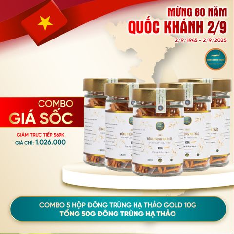 [SỐ LƯỢNG CÓ HẠN] Combo 5 Hộp Đông Trùng Hạ Thảo Gold 10g (Tổng 50G)
