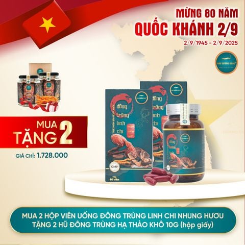 [Mua 2 Tặng 2] Mua  Viên Uống Đông Trùng Linh Chi Tặng 2 Đông Trùng Hạ Thảo Khô 10g (hộp giấy)