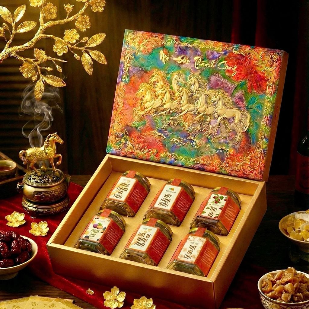 Hộp Quà Tết Mã Đáo Thành Công | Quà Biếu Doanh Nghiệp Đẳng Cấp 2026 - Kim Cương Vàng