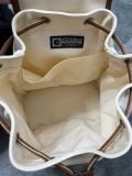  Balo WHOAU Canvas Pocket Backpack Màu Trắng Kem 