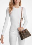  Túi Xách Michael Kors Mina Small Logo Crossbody Bag 32S1G4MC1B Nâu Logo 