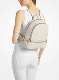  Balo Michael Kors Rhea Medium Signature Logo Backpack 35S5GRAB2B Trắng Logo 