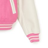  Áo Khoác Bomber MLB Women's Wool Crop Varsity Jacket A5 3FJPV0141-50PKS - Hồng 
