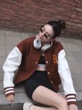  Áo Khoác Bomber MLB Wool Basic Sleeveless Varsity Jacket Top A3 3AJPV0634-43BRS Màu Nâu 