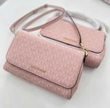  Túi Đeo Chéo Michael Kors MK Medium Logo Convertible Crossbody Bag Màu Hồng 