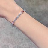  Vòng Tay, Lắc Tay Swarovski Zirconia Matrix Tennis Bracelet, Mixed Cuts, Pink, Rhodium 5666421 