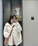  Áo Khoác Lông MLB Ecofur Varsity Jacket 3AFDV0236-43BGL Trắng 