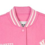  Áo Khoác Bomber MLB Women's Wool Crop Varsity Jacket A5 3FJPV0141-50PKS - Hồng 