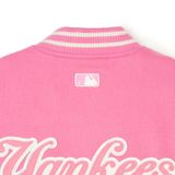  Áo Khoác Bomber MLB Women's Wool Crop Varsity Jacket A5 3FJPV0141-50PKS - Hồng 