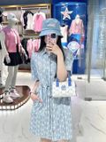  Mũ Bucket MLB Unisex Cursive Lettering Denim Bucket Hat New York Yankees 3AHTVD14N-50BLL - Xanh Nhạt 