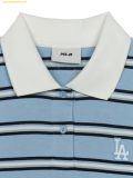  Áo Polo MLB Women's Varsity Stripe Crop Collar T-Shirt LA (L.SKY BLUE) 3FPQV0253-07SBL 