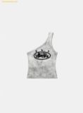  Áo Ba Lỗ 1 Bên Vai Bad Blood Ryan Patch One Shoulder Tank - Washed White w-tnk25-022 