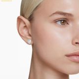  Khuyên Tai, Bông Tai Swarovski Ariana Grande x Swarovski stud earrings Mixed cuts, Heart, White, Rhodium plated - SKU: 5720859 