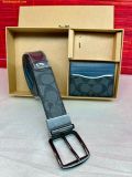  Set Ví Coach Boxed Card Case And Belt Gift Set In Colorblock Signature Canvas C8278 - Xanh Đen 