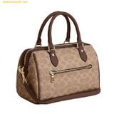  Túi Trống Coach Rowan Satchel Bag In Signature Canvas CV961 Nâu Logo 