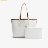  Túi Tote Lacoste Anna Reversible Tote & Pouch NF2142AA Màu Nâu Phối Trắng 